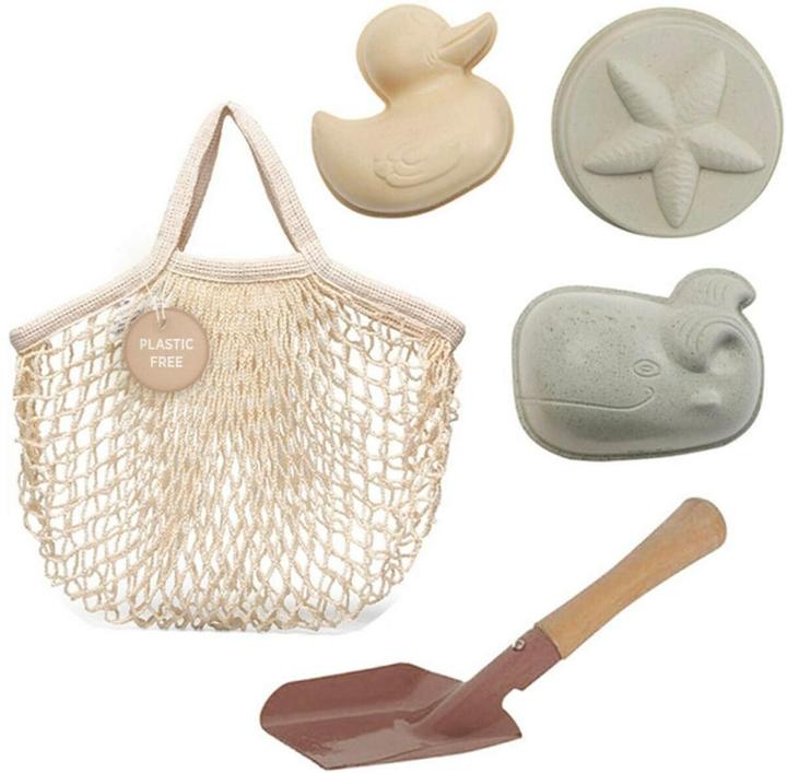 Actual product image Hevea Sand mould set with scoop in natural rubber carrying net