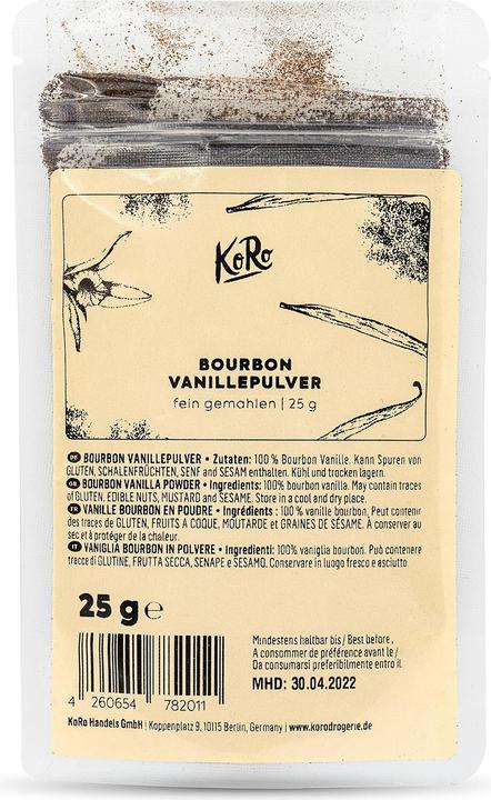 Valori nutrizionali e ingredienti KoRo Polvere di vaniglia Bourbon (25 g)