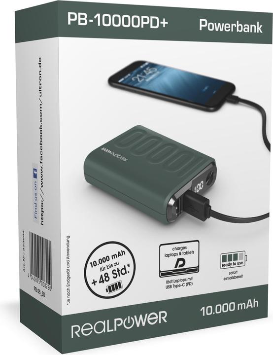 Actual product image RealPower Powerbank PB-10000 PD+ Midnight (10000 mAh)