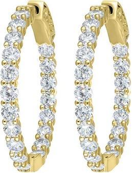 Crystalp Gold-Plated Hoop Earrings With Tennis Crystals