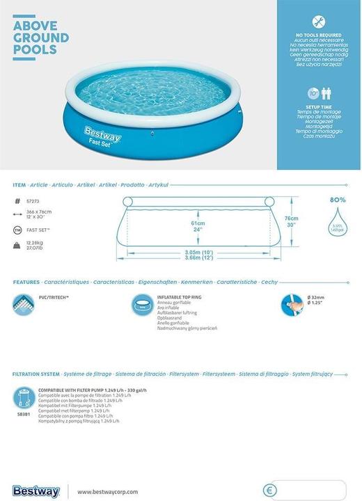 Actual product image Bestway Fast Set (Ø 366 x 76 cm)