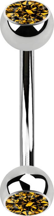 Produktbild Star Piercing Banane silber mit zwei Kugeln Kristall topaz (Chirurgenstahl 316L)