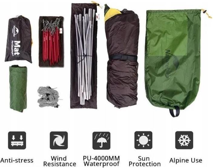Productafbeelding Naturehike Cloud Peak 2 20d T-Zip tent nh17k240-y-groen (2.50 kg, 2 personen)
