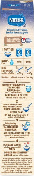 Nährwerte und Zutaten Nestlé Reisgriess mit Früchten (288 g)