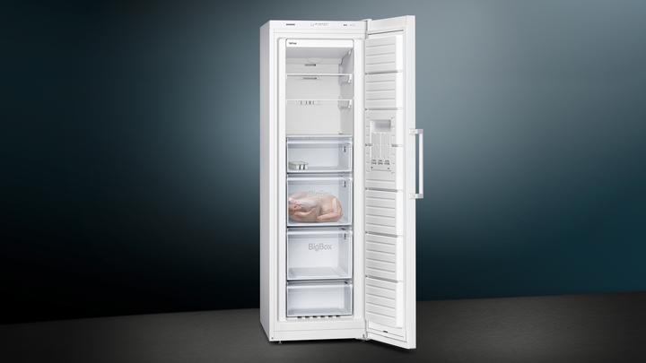 Produktbild Siemens iQ300, free-standing freezer, 186 x 60 cm, White, GS36NVWEP (Freistehend, 242 l)