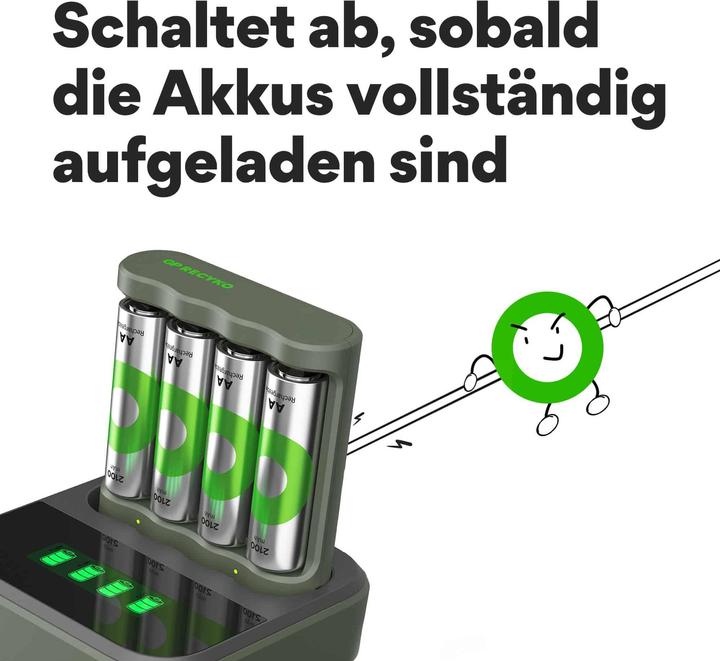 Image du produit GP Batteries Rechargeur de batterie (1 pcs, AA, 2100 mAh, Piles rechargeables + chargeur)