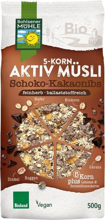 Immagine prodotto Bohlsener Mühle 5-Grain Active Muesli Chocolate Cocoa Nibs Organic (500 g)
