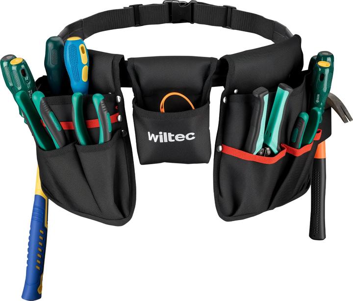 Image du produit Wiltec Ceinture porte-outils 63,5x25,5cm Sacoche de ceinture 23 compartiments Sacoche porte-outils