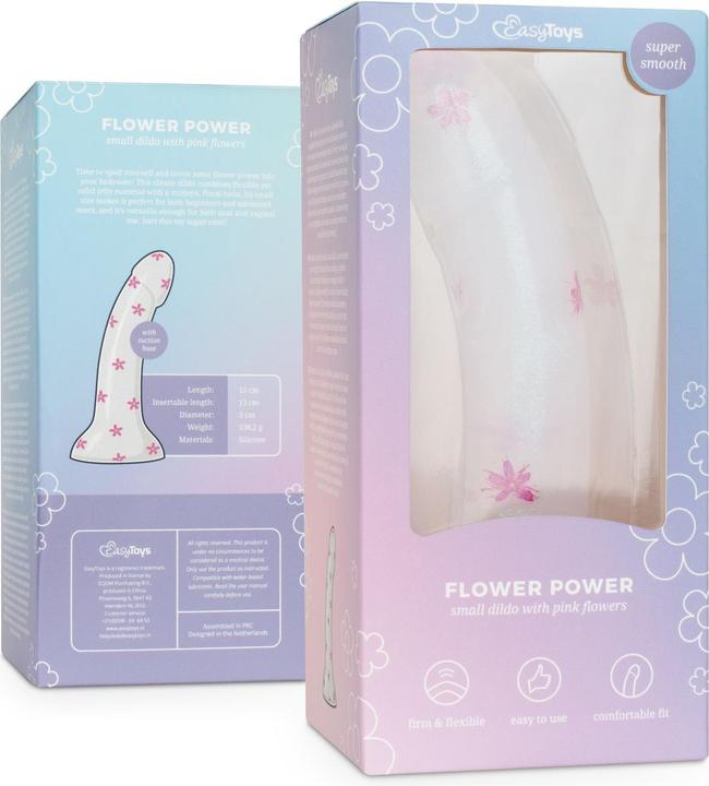 Actual product image Easytoys Dildo Collection - Flower Power - Small Dildo with Pink Flowers