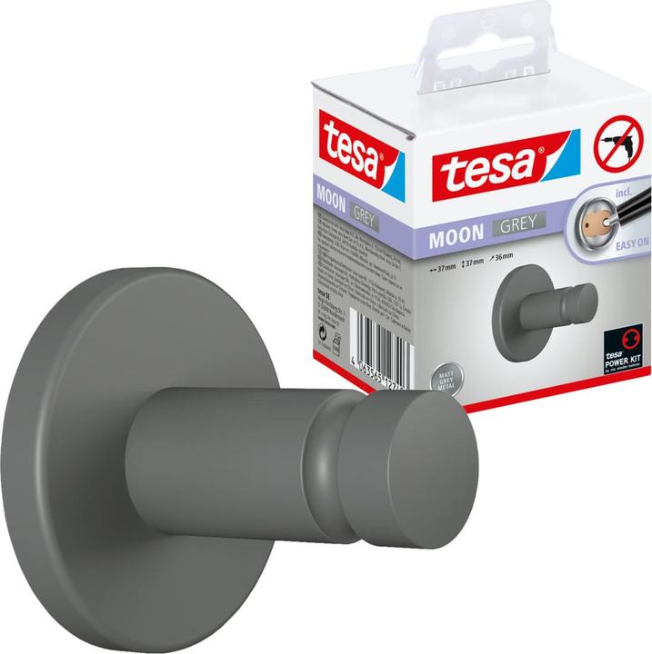 Actual product image tesa MOON GREY Towel hook incl. adhesive solution without drilling