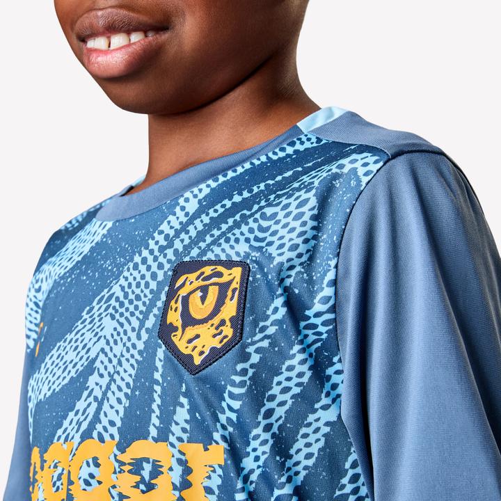 Immagine prodotto Kipsta Kinder Fussball Trikot kurzarm - VIRALTO Kids Roarrr Cheetah blau/grau (5, 6)