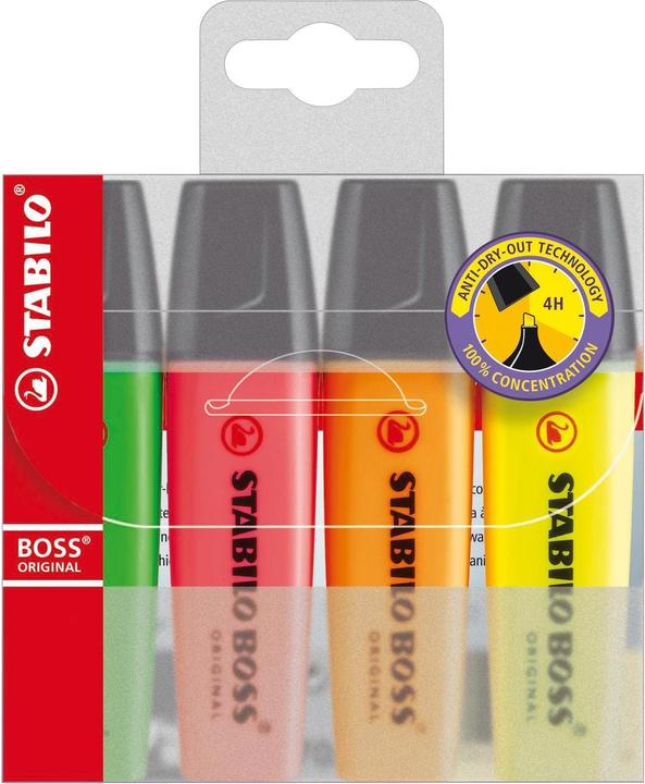 Actual product image STABILO BOSS ORIGINAL highlighter (Pink, Yellow, Green, Orange, 5 mm, 4 x)