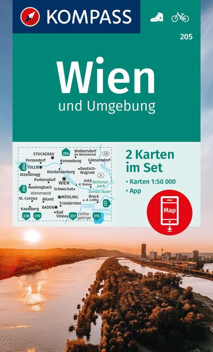 Actual product image KOMPASS Hiking Map Set 205 Vienna Umg