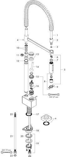 Image du produit hansgrohe AXOR Starck Mitigeur monocommandé pour cuisine, ComfortZone240, semi-pro, orientable