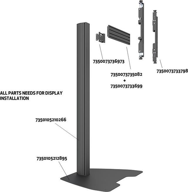 Immagine prodotto Multibrackets Supporto per TV fino a 75", metallo/alluminio, nero (75", 50 kg)