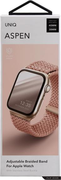 Image du produit Uniq Bracelet Aspen Tresse Apple Watch 40 38mm Rose Raisin (Haute qualité, tissu extensible en fils de polyester)