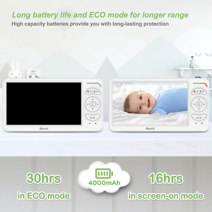 Produktbild Blemil Video Babyphone mit 2 Kameras und Split Screen (Babyphone mit Kamera)