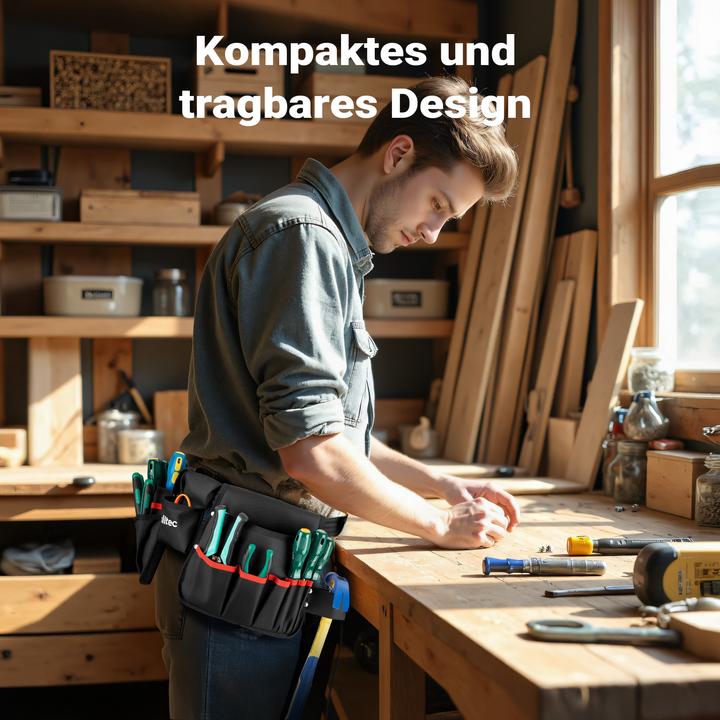 Image du produit Wiltec Ceinture porte-outils 63,5x25,5cm Sacoche de ceinture 23 compartiments Sacoche porte-outils