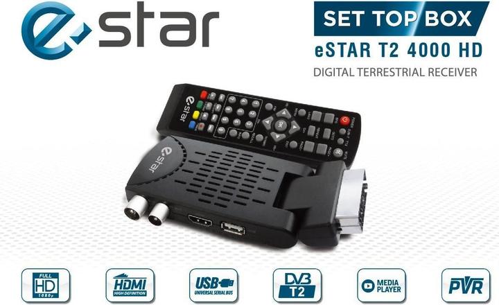 Estar T2 4000 HD SCART Nero (8 GB, DVB-T2, DVB-C, DVB-S, DVB-S2, analogico Pal)