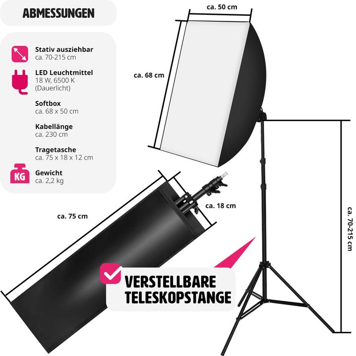 Produktbild tectake Studioleuchte mit Softbox und Stativ (Studioleuchte)