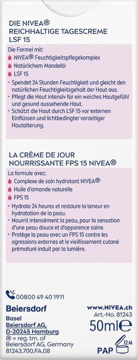Immagine prodotto NIVEA Reichhaltige Tagescreme LSF 15 DUO (100 ml, Crema da giorno, SPF 15)