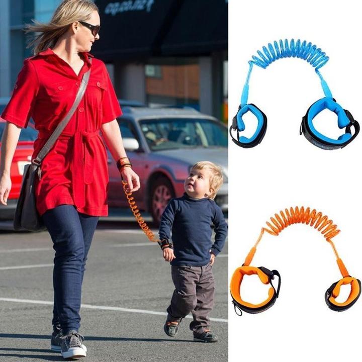 Image du produit JTI Laisse élastique de sécurité pour enfant (s'attache au poignet), 2 m - Bleu