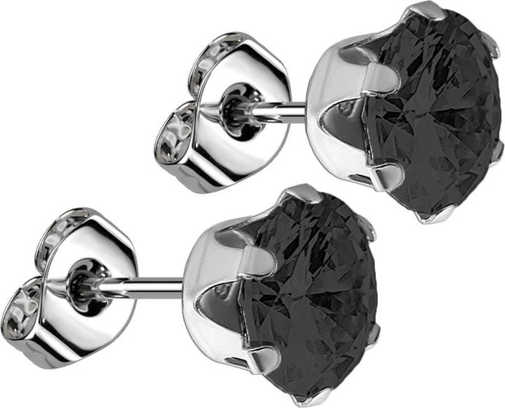 Image du produit Star Piercing Boucles d'oreilles avec cristal rond noir (sans laiton, Acier chirurgical 316L)