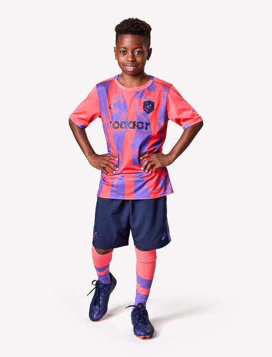 Immagine prodotto Kipsta Kinder Fussball Shorts - Viralto Kids blau/lila Streifen (12, 13, 14)
