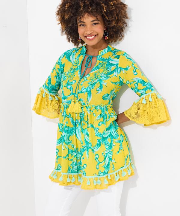 Produktbild Joe Browns Boho Print Lace Sleeve Beaded Cotton Tunic Dress (38)
