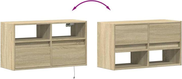 Produktbild VidaXL TV Schrank Wandschrank Lowboard Hängend mit LED-Beleuchtung Sonoma-Eiche