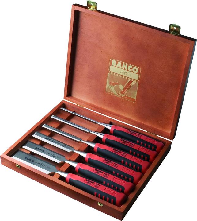 Produktbild Bahco Stechbeitelsatz mit gummiertem Griff 6-32 mm - 6-teilig/Holzkiste (32 mm)