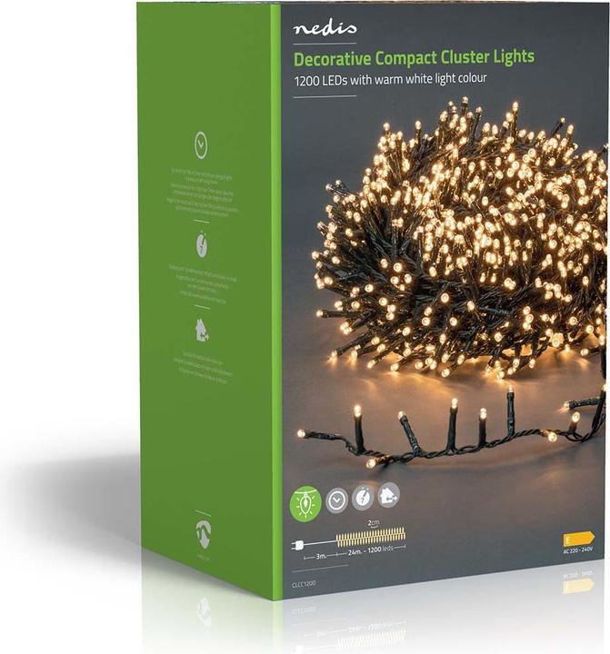 Image du produit Nedis Luminaires décoratifs | Grappe compacte | 1200 LED's Blanc chaud | 24 m | Effets de lumière : 7 | (24 m)