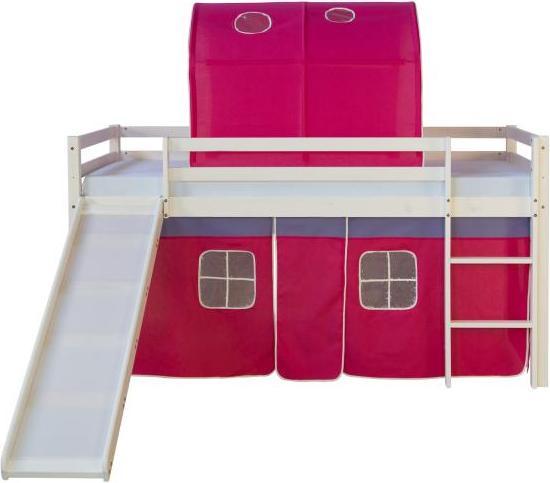 Produktbild Homestyle4u Hochbett mit Rutsche und Vorhang (90 x 200 cm)