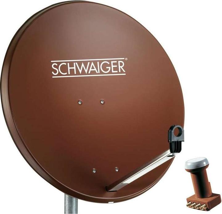 Immagine prodotto Schwaiger Sistema SAT 80 cm 4 partecipanti Quad-LNB (con interruttore) rosso mattone (Antenna, 38.50 dB, DVB-S / -S2)