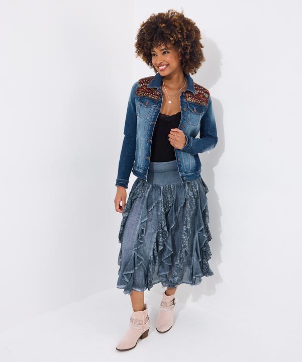 Produktbild Joe Browns Frilled Denim Look Midi Skirt (40)