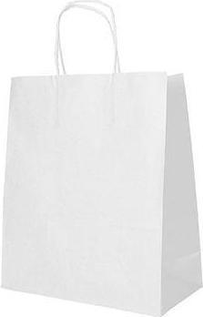 Produktbild Papstar Papier-Tragetasche, 280 x 220 x 100 mm, weiss aus Kraftpapier, 70 g/qm, Tragkraft: 6 kg, mit Trageko (Geschenktüte, 25 x)