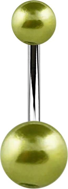Image du produit Star Piercing Banane argentée avec deux boules de perles vert clair (sans laiton, Acier chirurgical 316L)