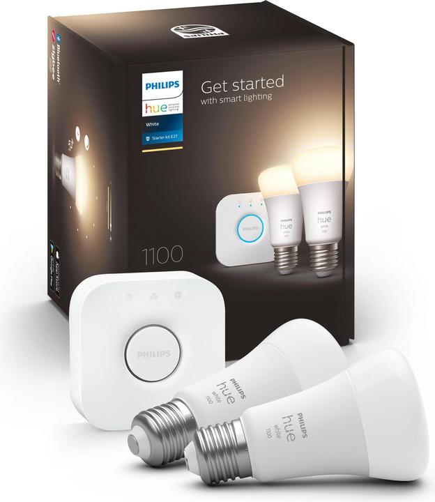 Produktbild Philips Hue White Starter Set (E27, 9.50 W, 1055 lm, 2 x, F)