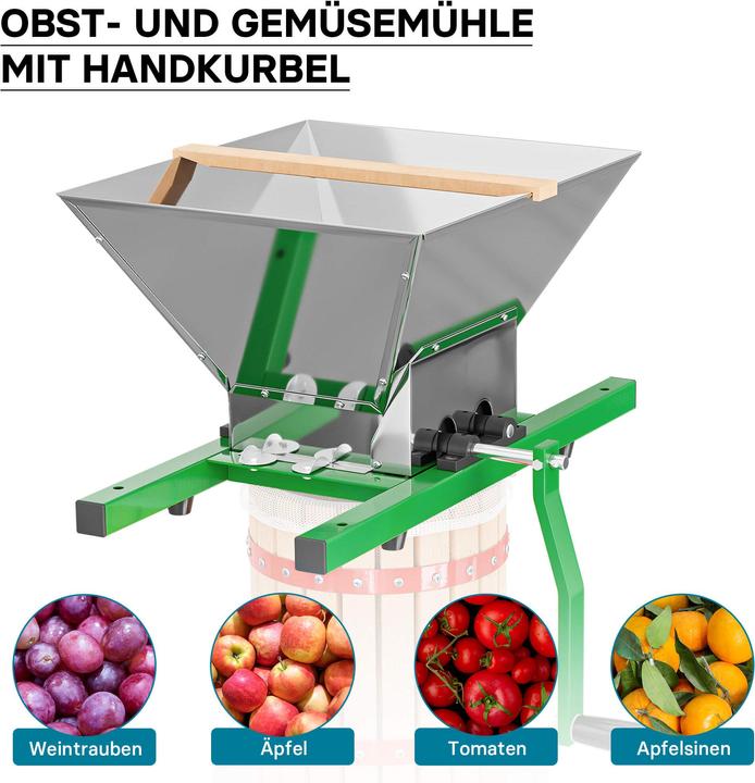 Image du produit Wiltec Pressoir à fruits 18l Sac pressoir inclus et Broyeur à fruits 7l pour la préparation de Moût