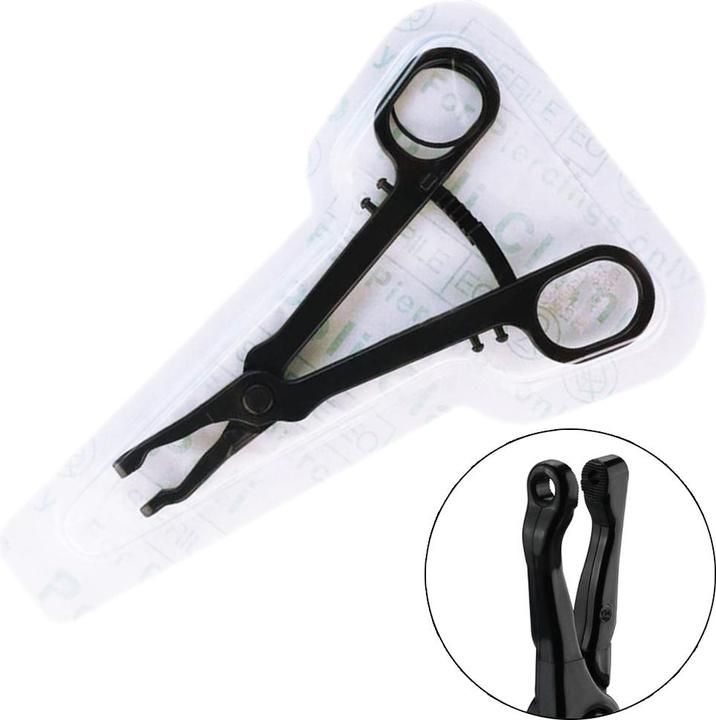 Produktbild Star Piercing Sterile einweg Zange schwarz Gazeklemme universal gezackt (Kunststoff)