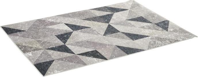 Produktbild Swisshandel24 Teppich mit geometrischen Formen, Vliesbeschichtung, 120x170cm, Dunkelgrau + Hellgrau (170 x 120 cm)
