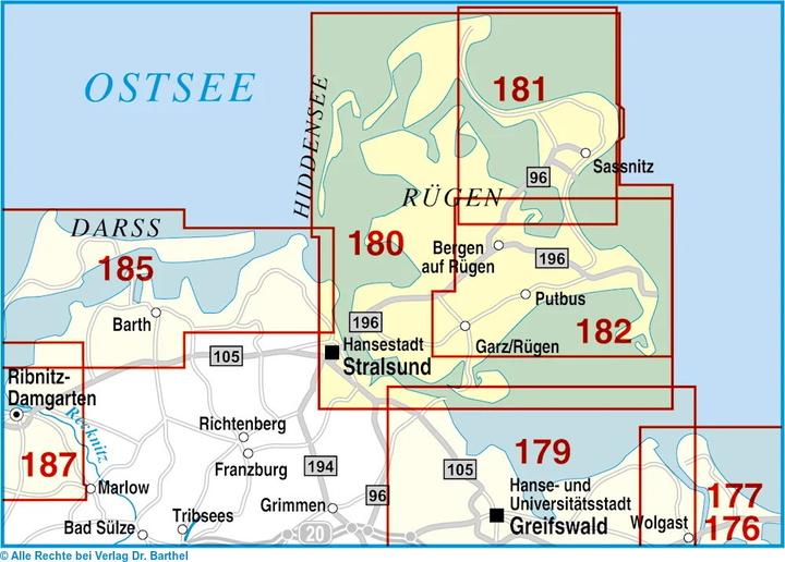 Image du produit Île de Rügen Carte de randonnée à vélo et à pied 1 : 50 000 50000