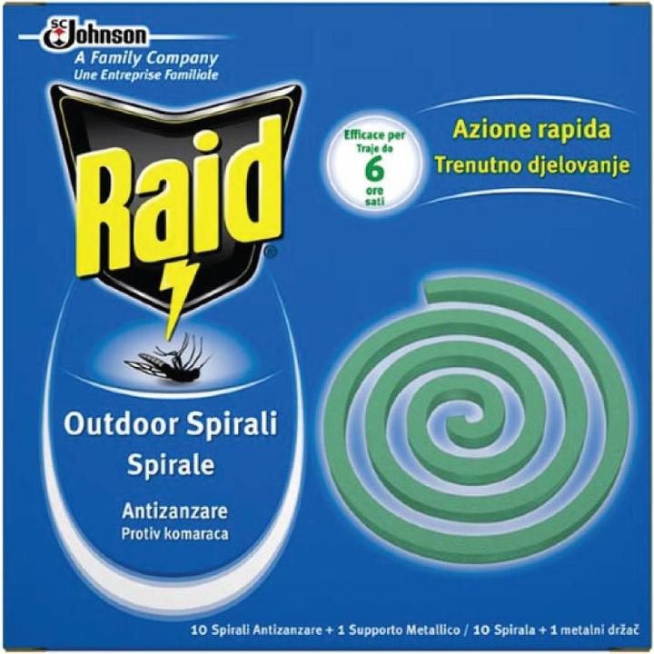 Raid Mosquito Repellent Coils with Metal Stand - 10 Pieces