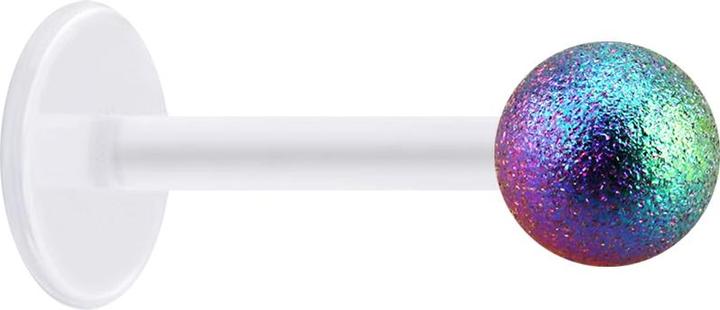 Image du produit Star Piercing Micro Labret transparent avec boule tachetée de couleur (sans laiton, Acier chirurgical 316L, Bioflex)