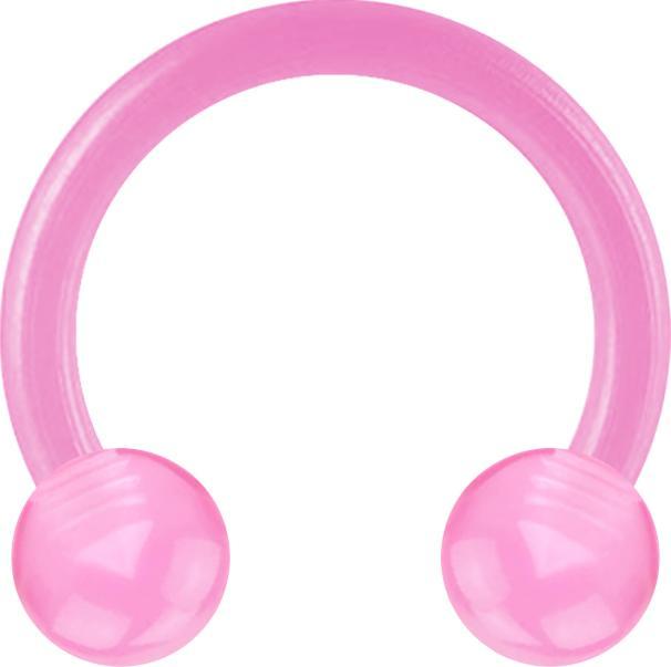 Star Piercing Micro Circular Barbell hellpink transparent mit zwei Kugeln (Acryl, ohne Messing)