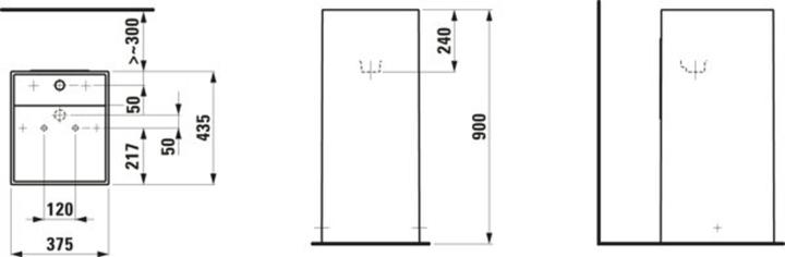Immagine prodotto Laufen Lavabo KARTELL 375x435x900mm frst o ÜL 2 HL m Linea Dek (435 mm, 375 mm)