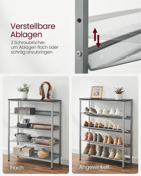 Image du produit Vasagle Étagère à chaussures argentée, noire 75,0 x 28,0 x 93,0 cm