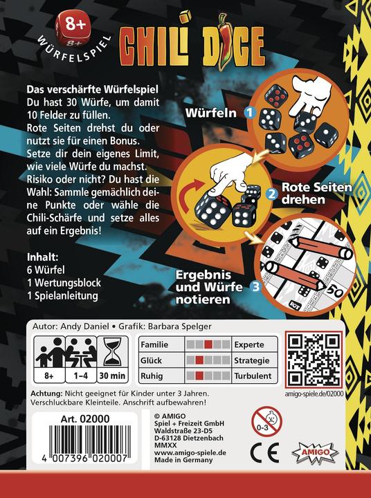 Actual product image Amigo Chili Dice, d from 8 years, 1-4 players, dice game, family game (English, German)