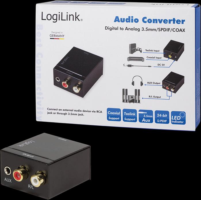 Produktbild LogiLink Koaxial und Toslink Adapter (Digital -> Analog)