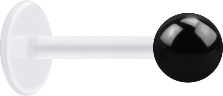 Star Piercing Micro Labret transparent mit Kugel schwarz (ohne Messing, Chirurgenstahl 316L, Bioflex)